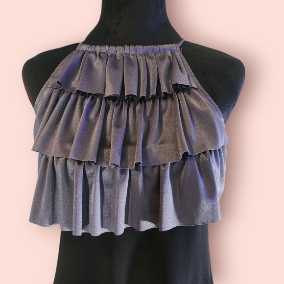 Y2K mcbling ruffled halter style dress party homecoming 2000s a-line size M - Picture 4 of 10